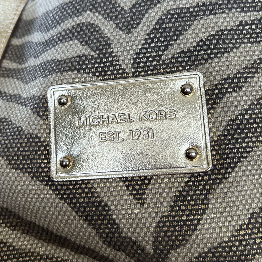 Michael Kors Animal Print Gold Shimmer Canvas Tote